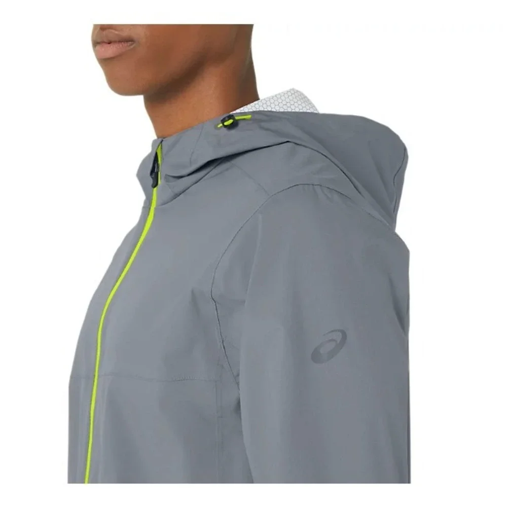 ASICS® (Men's 2XL) Waterproof Jacket in Sheet Rock/Lime Zest - $110